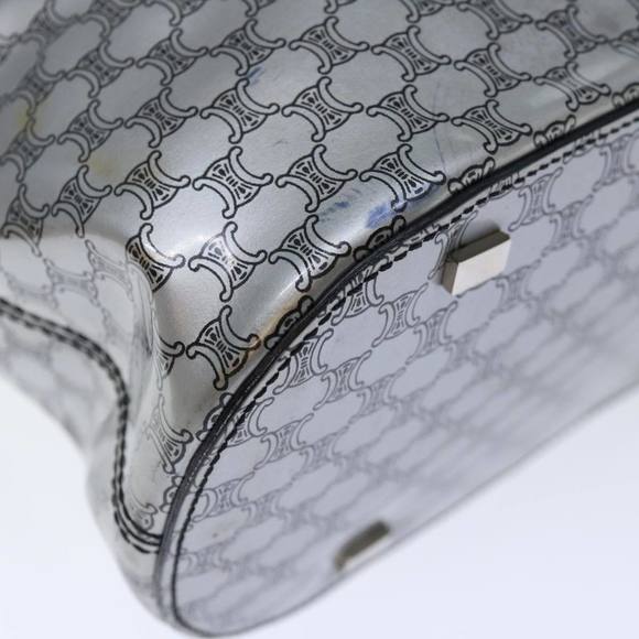 CELINE Macadam Canvas Tote Bag Enamel Silver Black Auth 70632 - Picture 9 of 16